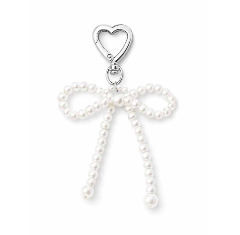 Lazo de perlas | Elegante colgante para bolso en acabado dorado