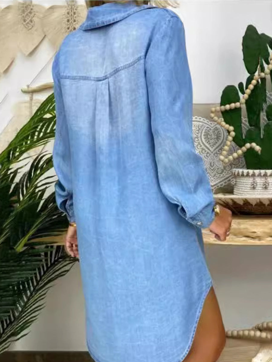 Mujer | Vestido tipo camisa de denim casual elegante
