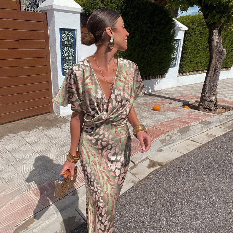 CECILY | Vestido maxi de verano drapeado