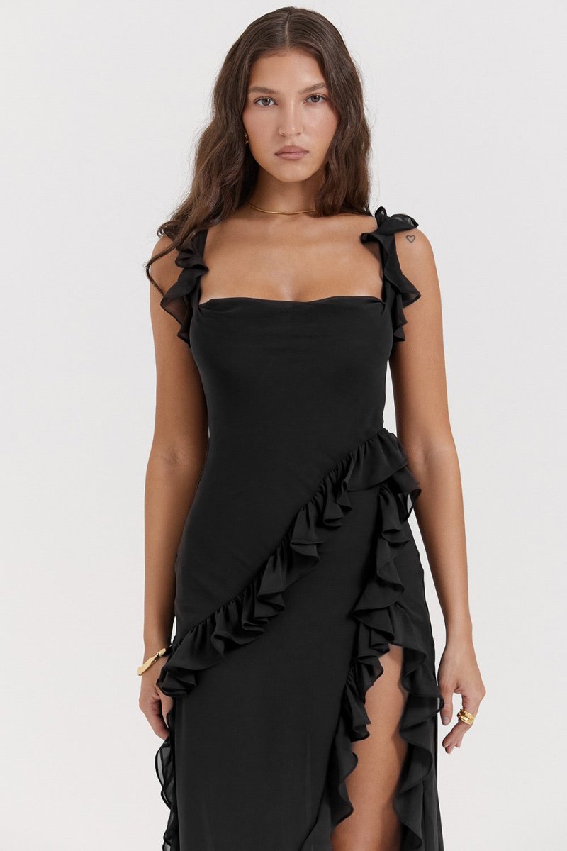 LEYLA | Vestido maxi con volantes