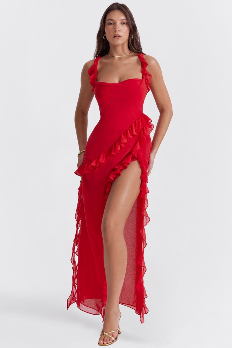 LEYLA | Vestido maxi con volantes