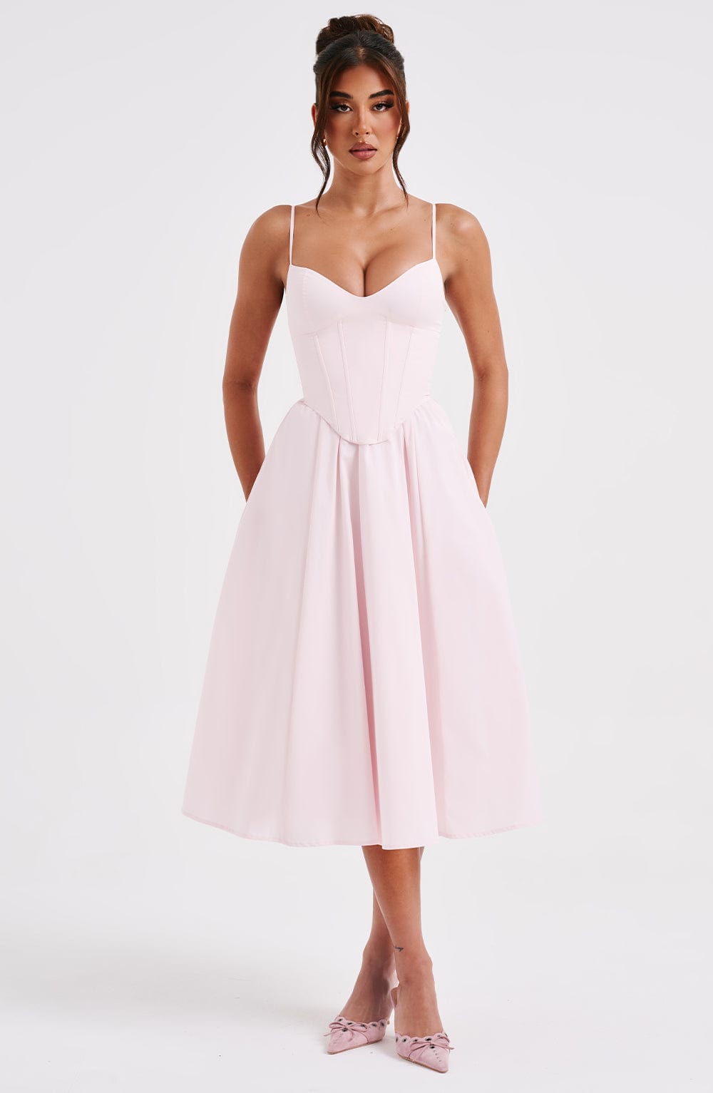 MAILEEN | Vestido midi elegante estilo corsé