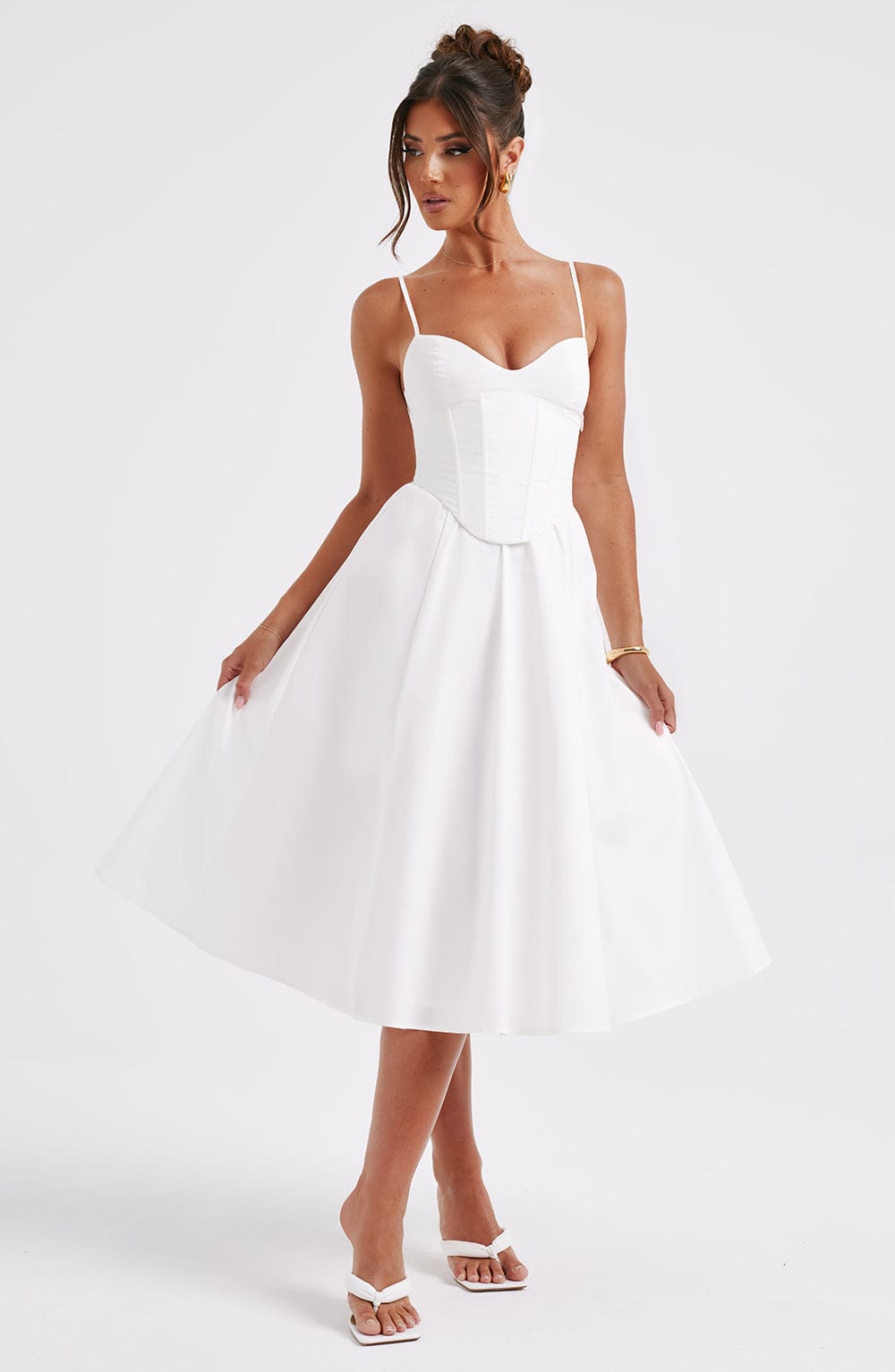 MAILEEN | Vestido midi elegante estilo corsé