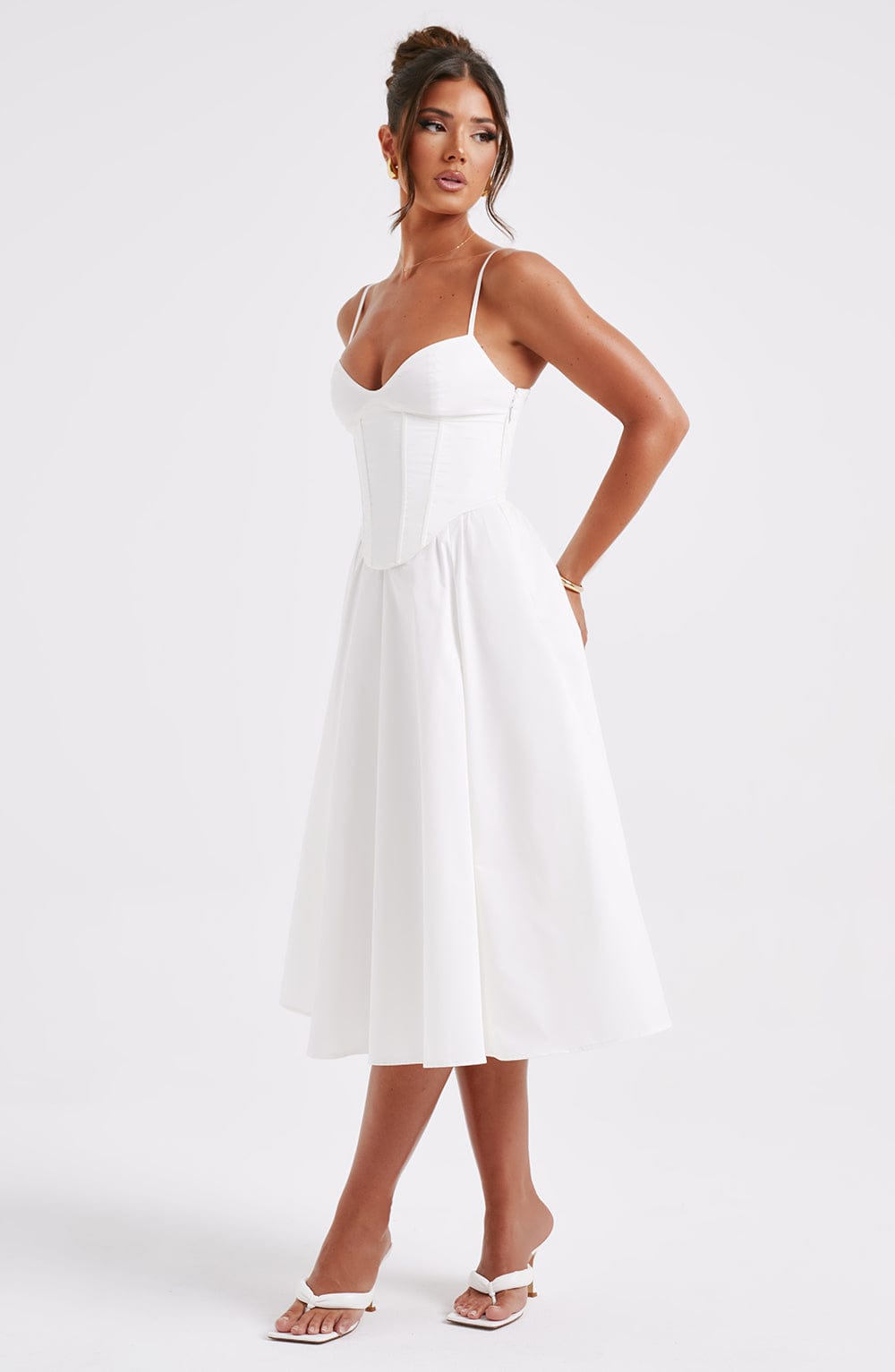 MAILEEN | Vestido midi elegante estilo corsé