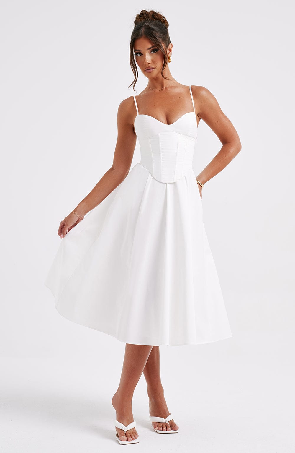 MAILEEN | Vestido midi elegante estilo corsé