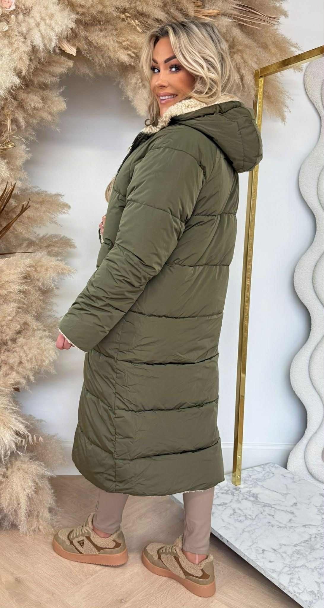 NORA | Abrigo largo acolchado con forro teddy